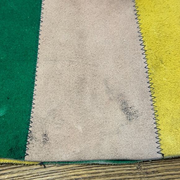 Vintage Suede Skirt Hippy Mod Scooter GoGo Leather 70s Micro Mini Patchwork XS 0 - Picture 10 of 11